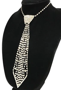 Vintage Kristall Strass Halsband Krawatte Halskette Krawatte Neu ohne Etikett Nos 9" Anhänger - Bild 1 von 6