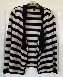 WHITE HOUSE BLACK MARKET $78 Long Sleeve Striped Draped Open Cardigan Medium - Picture 1 of 6
