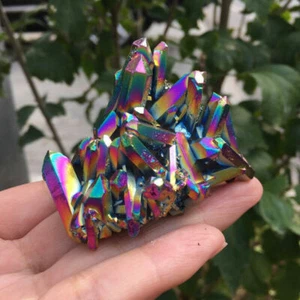 Natural Quartz Crystal Stone Rainbow Titanium Cluster Mineral Specimen Healing . - Picture 1 of 8