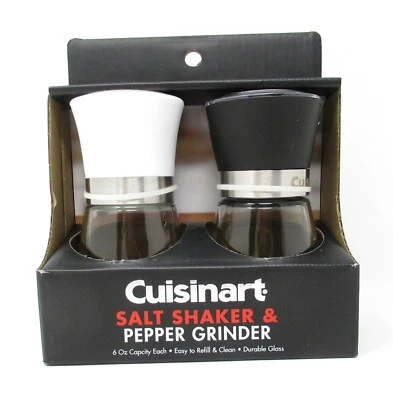 Conjunto de saleiro e moedor de pimenta Cuisinart vidro tamanho grande comporta 6 oz cada - Imagem 1 de 3