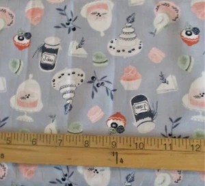 French Desserts Quilting Fabric 100% Cotton By the Yard Cake Macaron Jam Pear - Picture 1 of 2