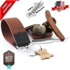 Classic Barber Style Shaving Set Straight Cut Throat Razor with brush and Bowl - Picture 1 of 5