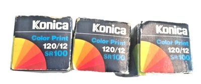 Tres rollos caducados de 120 películas impresas en color Konica SR 100 para cámara Mamiya 645 Foto 1 de 4