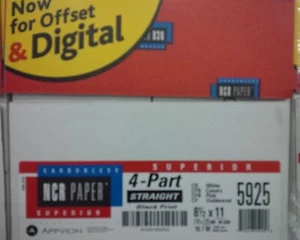 NCR Superior Carbonless Paper, 4-part Straight Collated, 8-1/2 x 11 inch,... - Picture 1 of 3