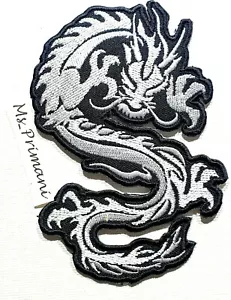 Bestickter chinesischer Drache Aufnäher Bügelbild/Aufnähen Jacke Jeans Biker Abzeichen 9,8 x 6,7 cm - Bild 1 von 2