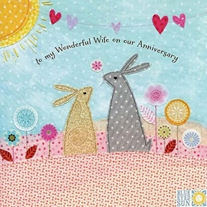 Blue Eyed Sun-Greeting Card (BES2268) - Wife Anniversary - Two Rabbits - Hear... - Foto 1 di 1