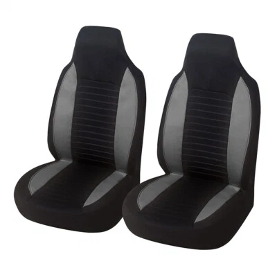 Cojín de silla de 2 fundas de asiento delanteras de coche cubo de respaldo alto almohadilla protectora de poliéster Foto 1 de 4