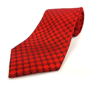 Jos A Bank Luxury Tie Red Geometric Pattern Printed Silk Necktie 59" x 3.5" - Picture 1 of 8