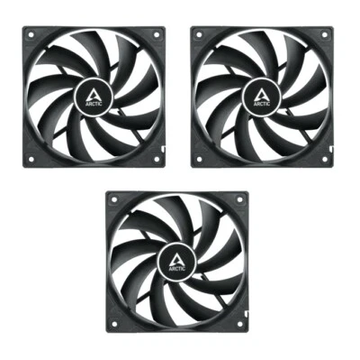 3 x ARCTIC F12 PWM PST 120mm 12cm Black PC Case Fans 1350RPM 53CFM 4-Pin - Image 1 of 4
