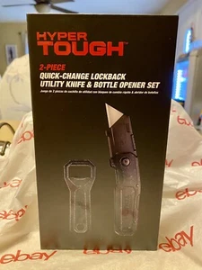 Hyper TOUGH 2 PIECE QUICK CHANGE LOCKBACK UTILITY KNIFE BOTTLE OPENER SET NEW - Picture 1 of 11