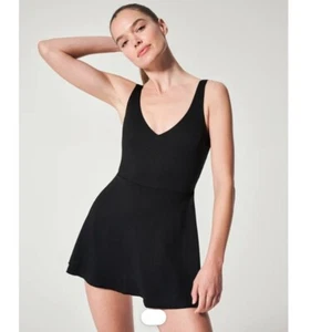 NWT SPANX shape™ Shaping Piqué Pull-On Swim Dress Black SZ SMALL $198 - Picture 1 of 4