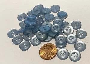 22 Small Pale Muted Pearlized Blue Plastic Buttons Just Over 7/16" 12mm # 10967 - Picture 1 of 2