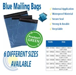Blue Mailing Bags Postal Post Packaging Poly Parcel Self Seal Strong Small-Large - Picture 1 of 4