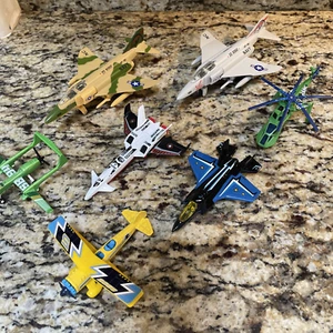 Lot Of 7 Assorted Navy Model Toy Air Planes, Jets,  Helicopter - Picture 1 of 8