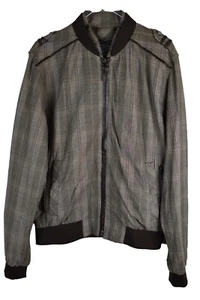 Zara Man Mens Brown Check Bomber Harrington Jacket Size L Cotton Blend - Picture 1 of 7
