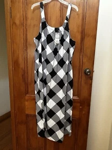 Katies Size 20 Women's Linen Viscose Maxi Dress Black & White - BNWT - Picture 1 of 7