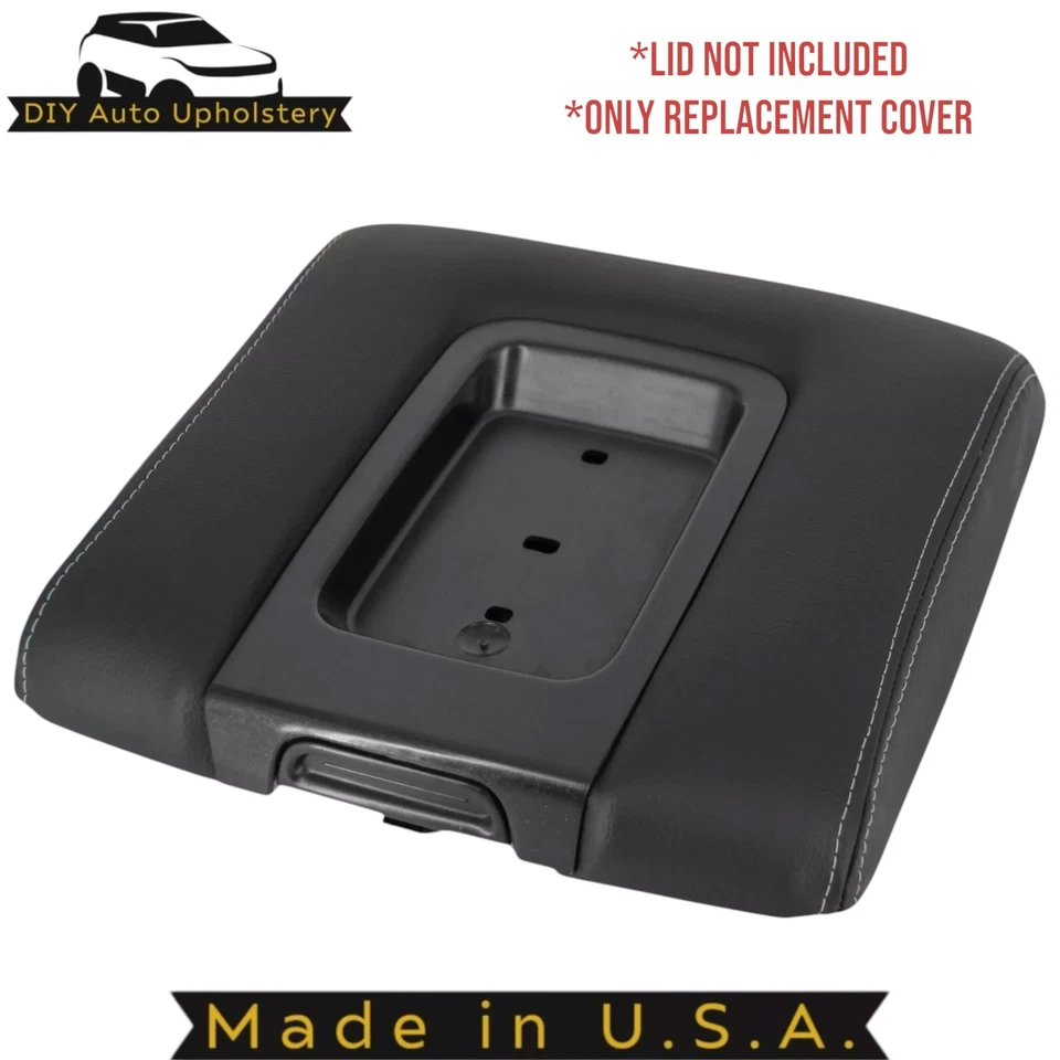 Cubierta de tapa de consola central de cuero sintético negro azabache 2014-2019 para Chevrolet Silverado Foto 1 de 4