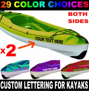 (2) CUSTOM KAYAK BOAT NAME VINYL LETTERING DECAL FOR CANOE STICKER 3" x 20" PAIR - Picture 1 of 2