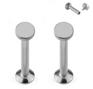 16G STEEL Tiny Round Circle DISC INTERNALLY THREADED LABRET TRAGUS STUD Ear RING - Picture 1 of 3