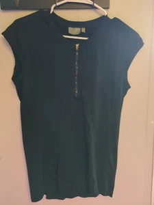 Athleta Women Solid Black 1/2 Zip Pacifica UPF 50+ Tank Top Rashguard 439091 S - Picture 1 of 4