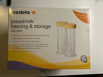 Paquete a granel de congelación y almacenamiento de leche materna Medela 12 biberones de 2,7 oz y niños Foto 1 de 4