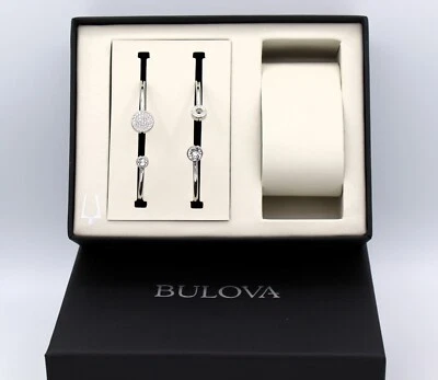Brand New Bulova Watch Box With 2 Silver Jewelry Bangles - Image 1 of 4