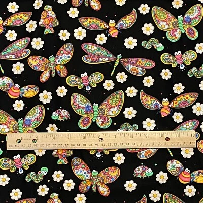 BTY 新奇蝴蝶织物黑色绗缝棉 Michael Miller — 第 1/4 张图片