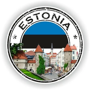 Pegatina Bandera Redonda Estonia / Vinilo Alta Resolución Impermeable - Imagen 1 de 1