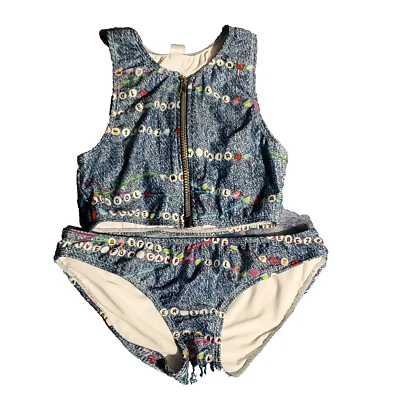 Traje de baño Tankini Zara TEREZ 2 piezas niñas 16 cremallera frontal azul Foto 1 de 4