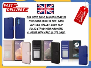 Motorola Edge 50/50 Neo/50 Pro Leather Wallet Flip Case, Shockproof Cover - Picture 1 of 12