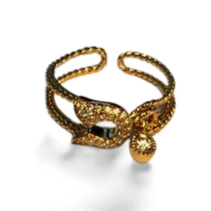 Atemberaubender 18K Gelbgold Diamant Sicherheitsnadel Charm Bandring - Bild 1 von 3