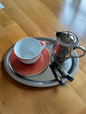 Tablett Serviertablett 06.7543.6040 Kaffe 29 x 22,5 cm OVAL WMF Cromargan Silber - Bild 1 von 4