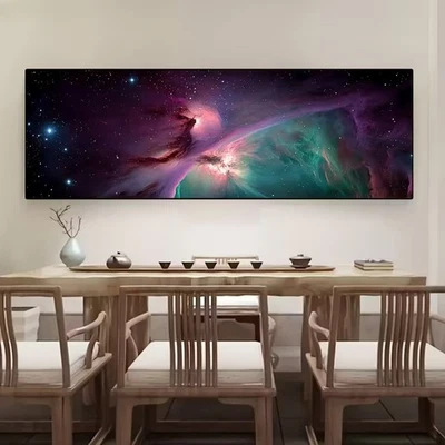 Panoramic Abstract Nebula Cloud Design Canvas Print Wall Art Home Decor - Image 1 of 4