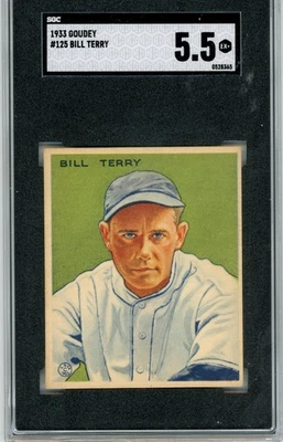 Tarjeta de béisbol 1933 Goudey #125 Bill Terry SGC 5,5 New York Giants - Envío gratuito Foto 1 de 2
