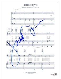 Jackson Browne Signed Autograph These Days Sheet Music For Everyman w/ JSA COA - Picture 1 of 4