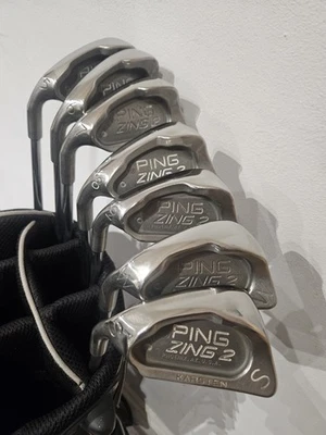 GENTS LEFT HAND PING ZING 2 WHITE DOT IRONS  1.5 INCHES LONGER THAN STANDARD - Image 1 of 4