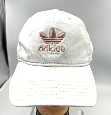 Adidas Womens Cap White w/Shimmery Pink Embroidered Official Adidas Emblem OSFW - Image 1 of 4