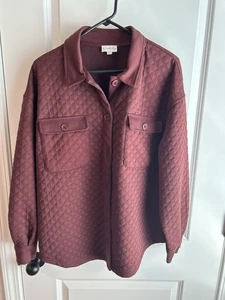Wunderbares Damen Oberteil mit Knöpfen Shacket Taschen Langarm Gr. XL weinrot - Bild 1 von 4
