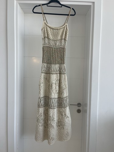 Abito Chanel beige in maglia tweed lunghezza media FR38