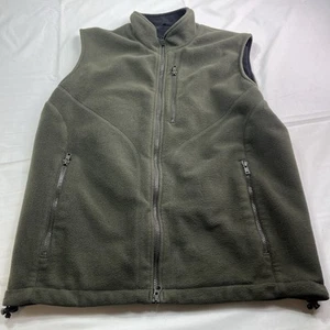 Eddie Bauer Men's Fleece Vest M Olive Green Full Zip Pockets Shell Outdoor - Picture 1 of 10
