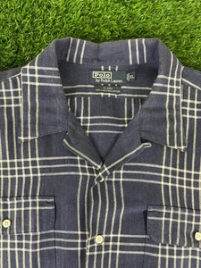 Camisa Polo Ralph Lauren De Colección Para Hombres XL Clark Lino Algodón Cuello Lazo Campamento - Imagen 1 de 6