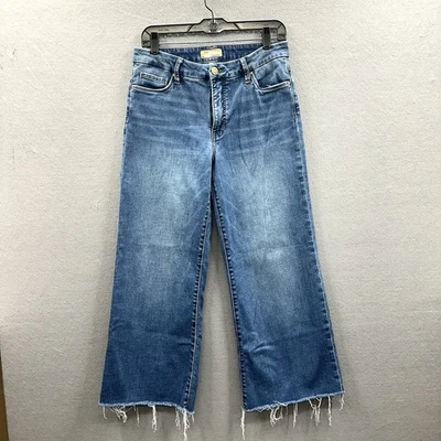 Jean KUT FROM THE KLOTH Mujer MEG Tiro Alto Fab Ab Pierna Ancha Talla 6 Elástico Dobladillo Crudo Foto 1 de 4