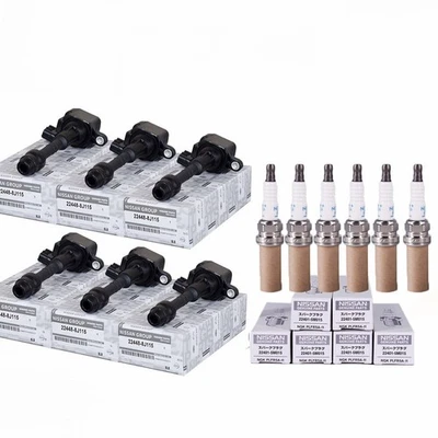 6 bobinas de encendido OEM UF349 y bujía para Nissan Altima Máxima Quest Murano 3.5 Foto 1 de 4