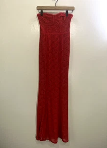 Majorelle Mari Elena Spitzenkleid Bustier Maxikleid romantisch trägerlos kirschrot - Bild 1 von 16