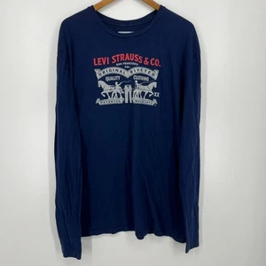 Levi's Long Sleeve T-Shirt Men's Size XL Blue Logo Crew Neck Cotton - Picture 1 of 9