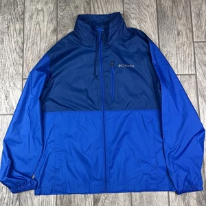 Columbia Rain Jacket Mens L Blue Full Zip Lightweight Windbreaker - Picture 1 of 10