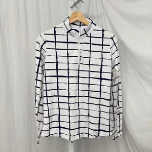 Ibkul Top Damen Medium Stehkragen Langarm UPF 50 1/4-Reißverschluss marineblau weiß - Bild 1 von 8