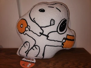 RARE PEANUTS  SNOOPY ORANGE DONUT & COFFEE SHERPA PILLOW 2025  - Picture 1 of 3