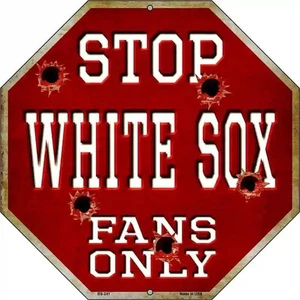 Letrero metálico octágono Stop White Sox solo 12" - Imagen 1 de 1
