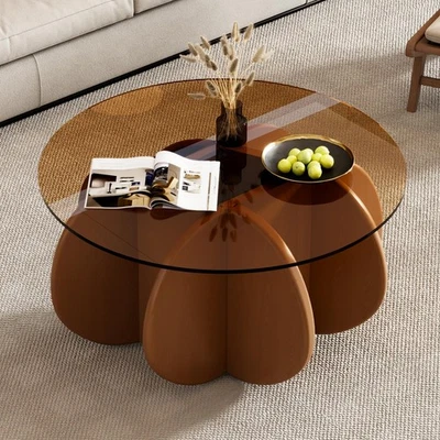 31.5'' Round Glass Coffee Table, Simple & Modern Center Table with Tempered G... - Image 1 of 4